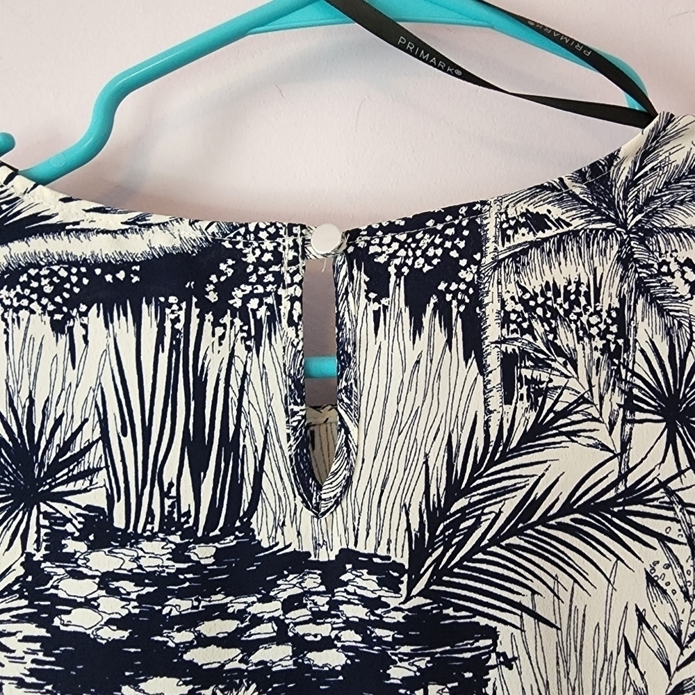 Primark 12 Palm Trees Blue White NWOT - Picture 6 of 11